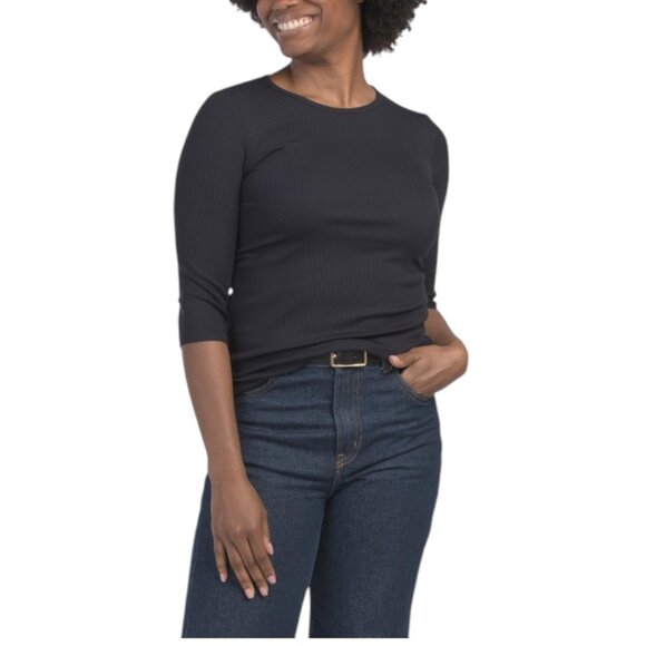 VINCE Crew Neck Ribbed Knit Top - Picture 1 of 2